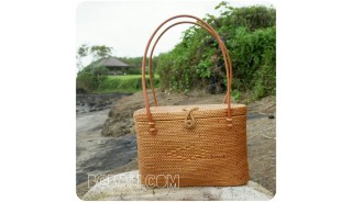 rattan straw handbags full handwoven oval unique style